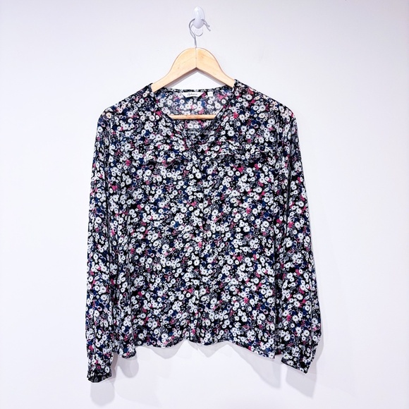Reitmans Tops - REITMANS Black floral sheer blouse